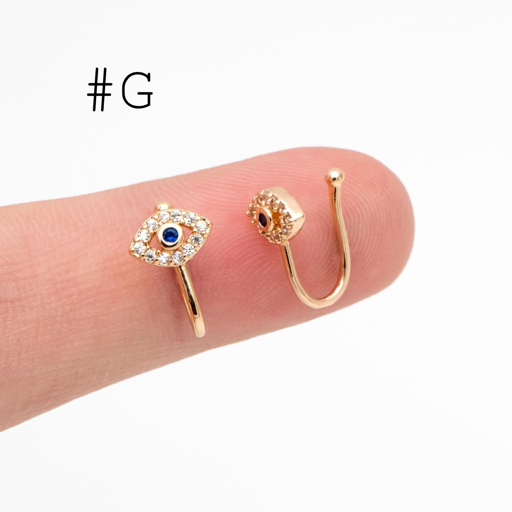 4pcs Gold Nose Cuff, Non Piercing Ear Cuff, Gold plated Brass, Adjustable Fake Nose Rings, Dainty Nose Jewelry (GB-3709)